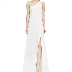 New BCBG Karley One Shoulder White Gown